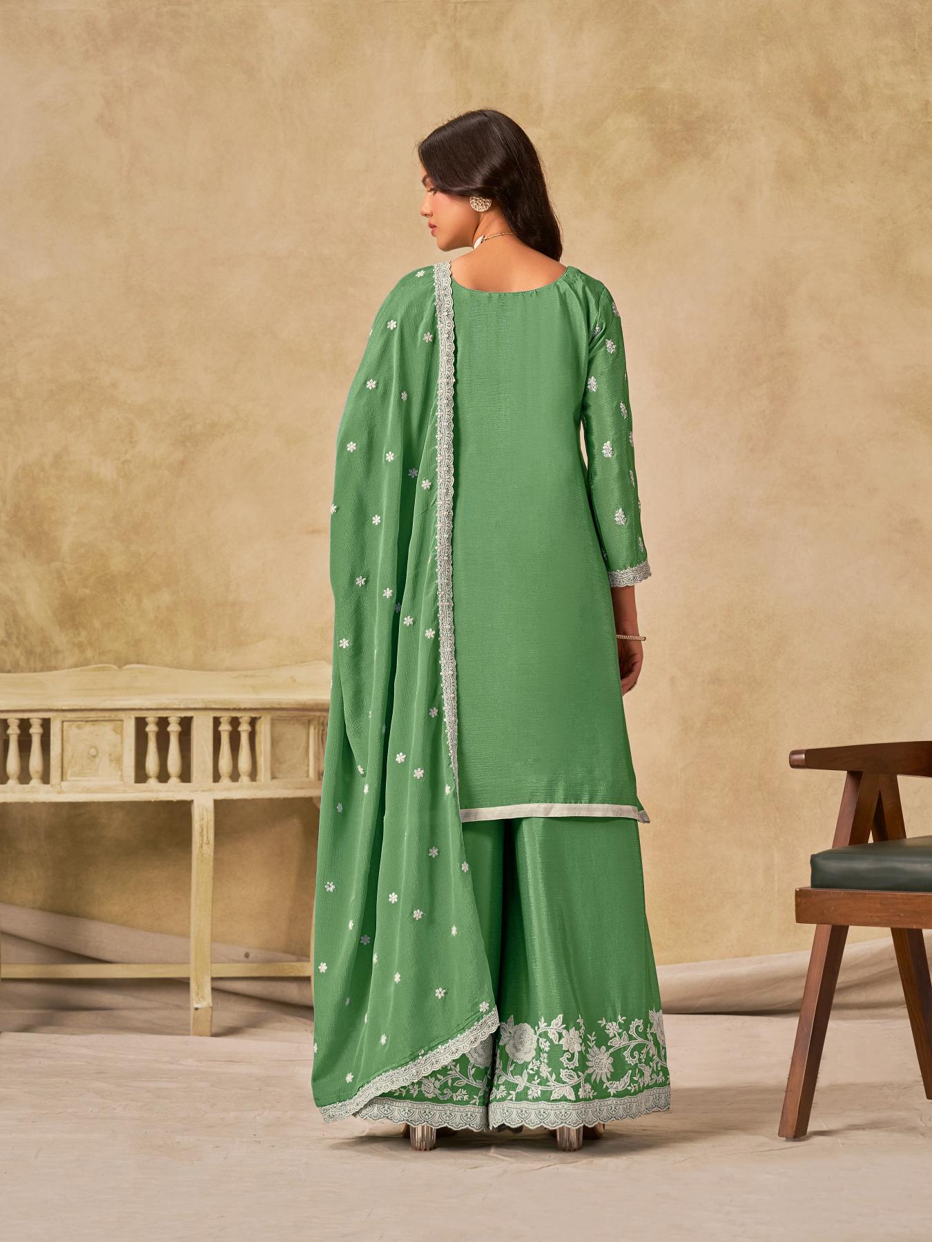 Green Chinnon Palazzo Suit — alternate view