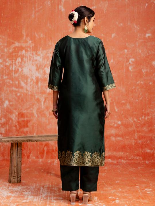 Green Cotton Silk Blend Readymade Suits — alternate view