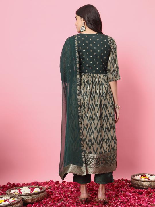 Green Cotton Silk Salwar Suit — alternate view