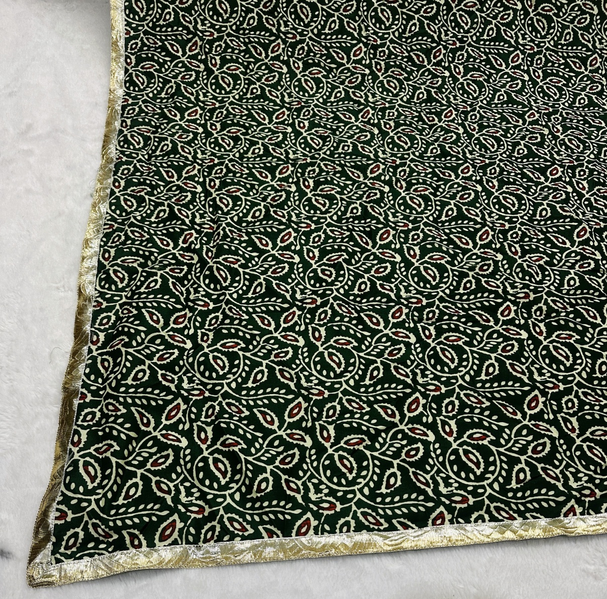 Green Designer Digital Printed Cotton Printed Dupatta — alternate view