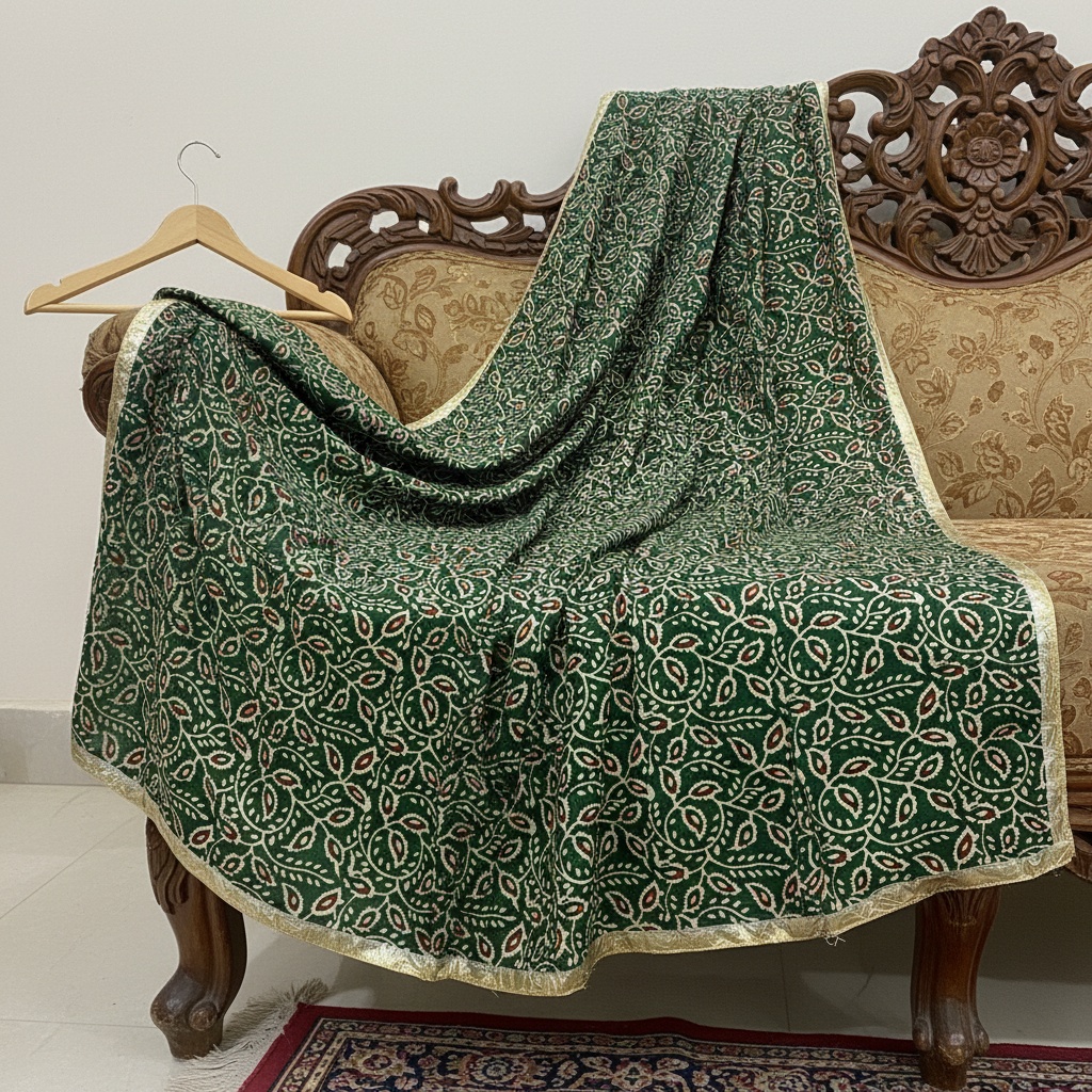 Green Designer Digital Printed Cotton Printed Dupatta