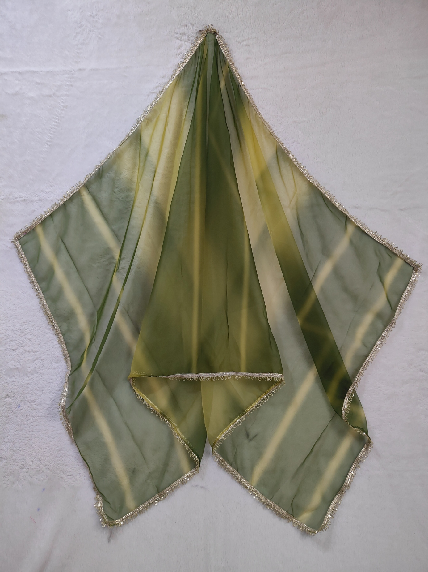 Green Designer Digital Printed Organza Dupatta — alternate view