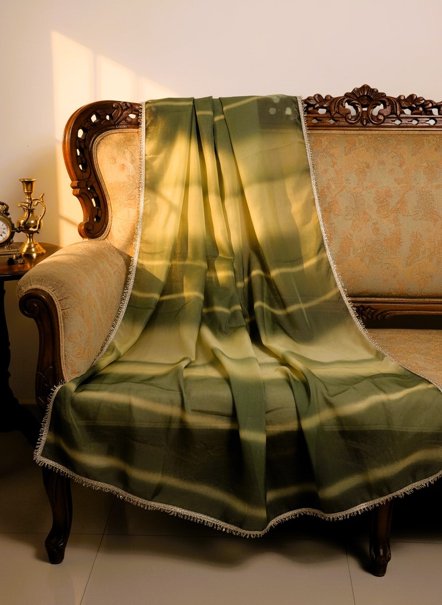 Green Designer Digital Printed Organza Dupatta
