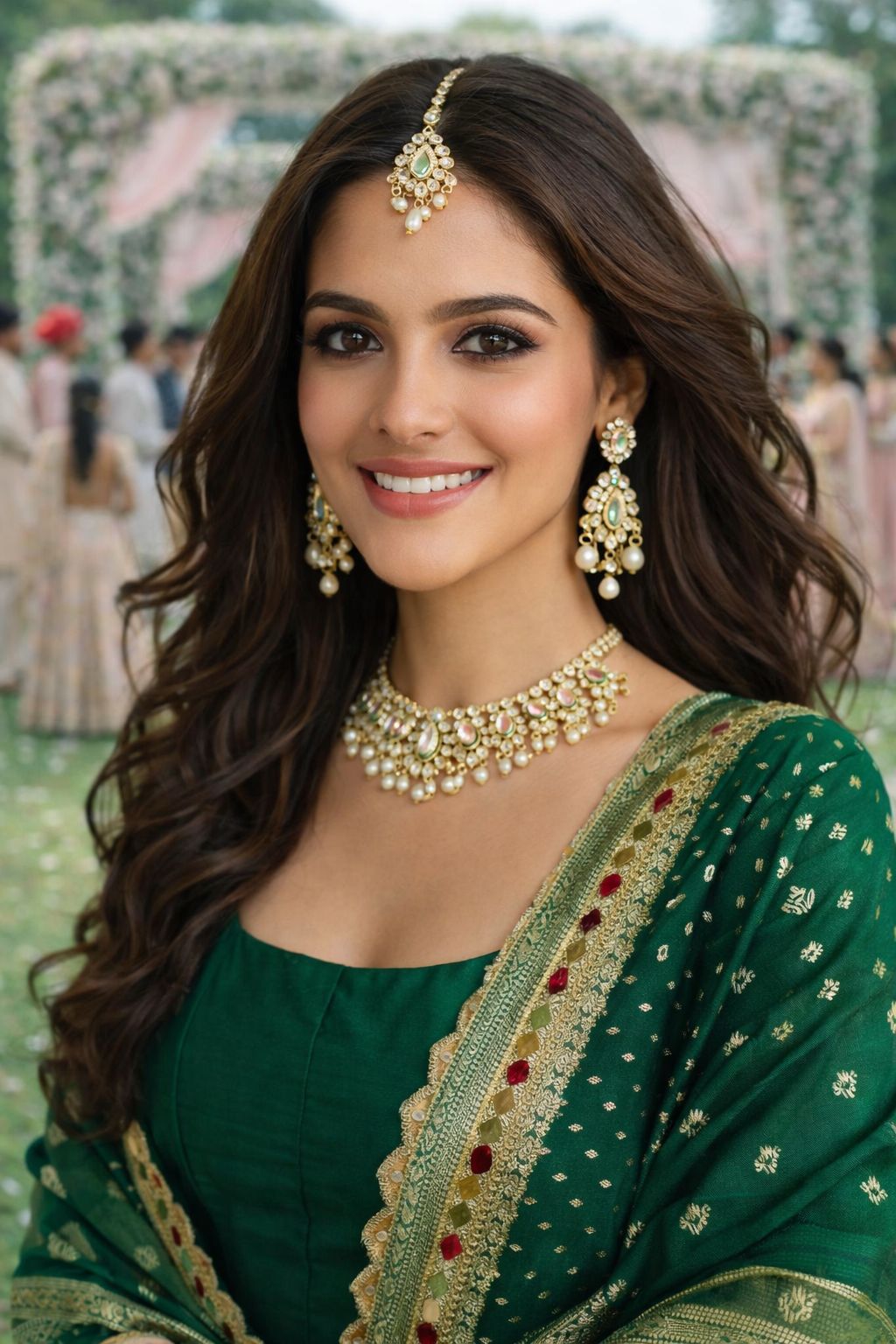 Green Designer Embroidered Silk Anarkali Suit