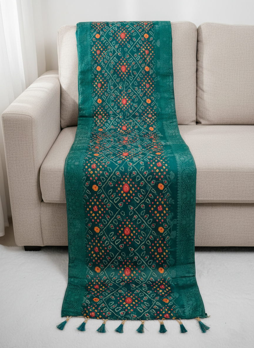 Green Diamond Butti Print Jacquard Silk Designer Dupatta