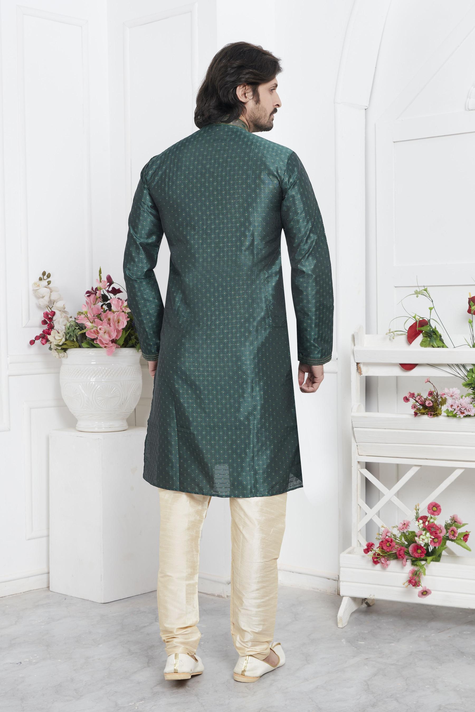Green Embroidered Kurta Pyjama — alternate view