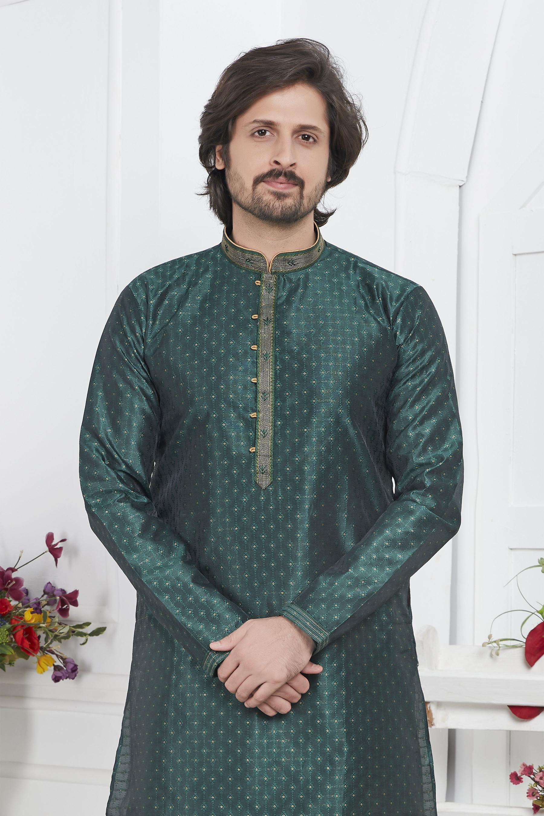 Green Embroidered Kurta Pyjama