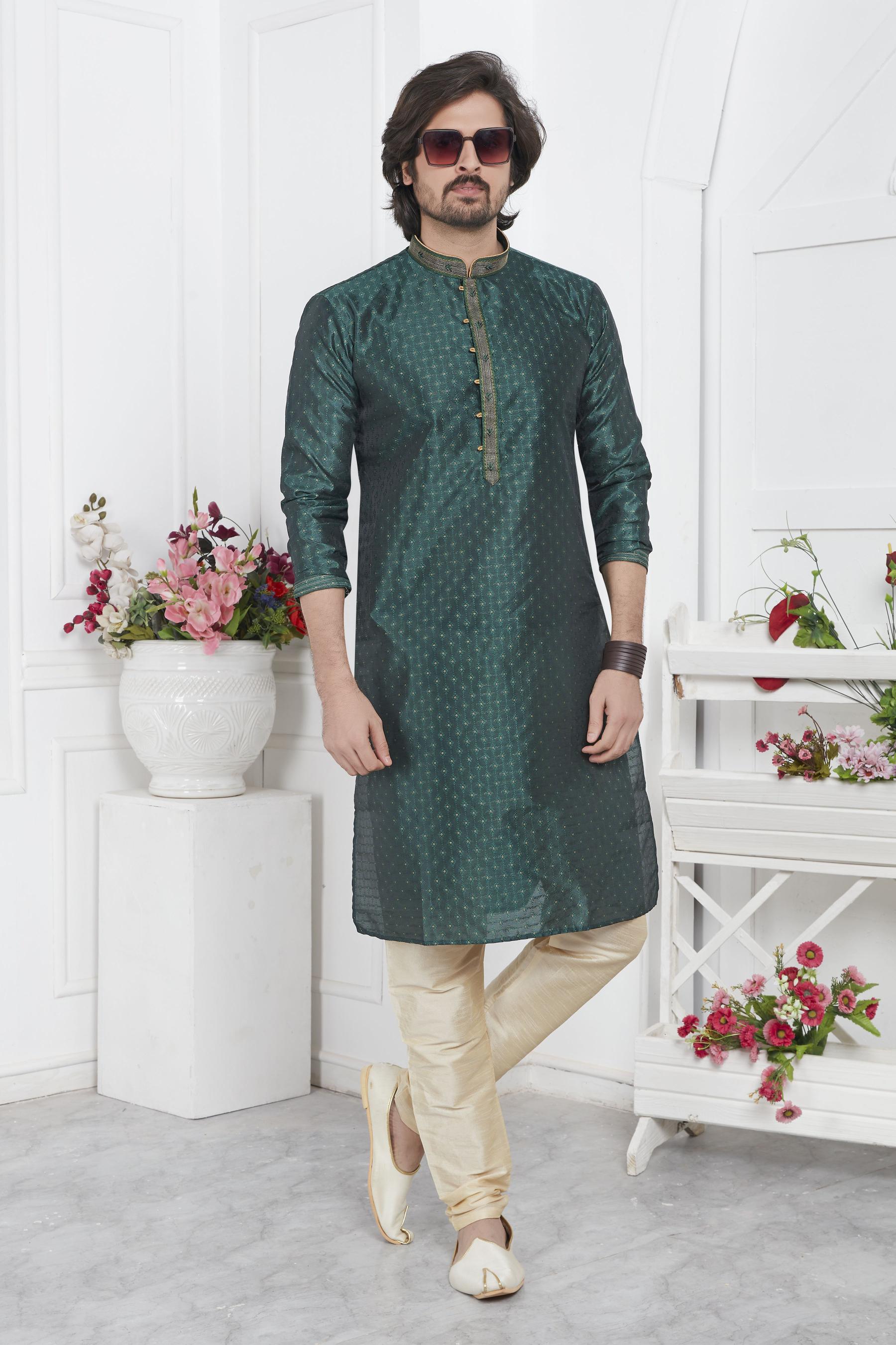 Green Embroidered Kurta Pyjama