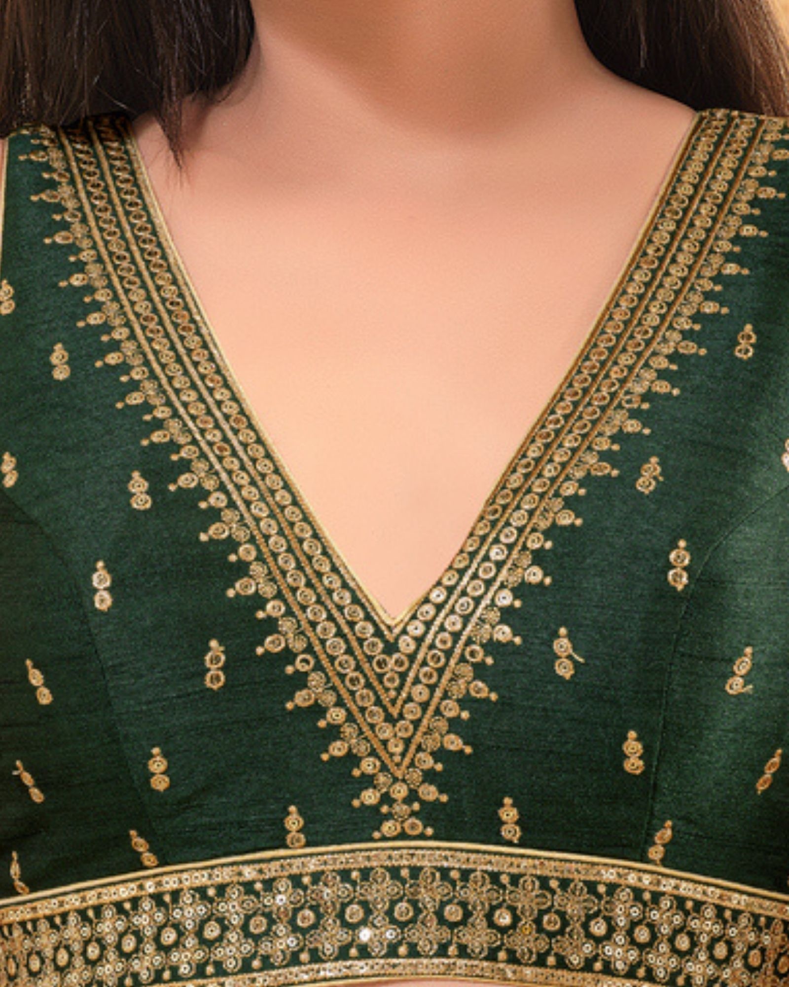 Green Embroidered Mulbury Silk Blouse