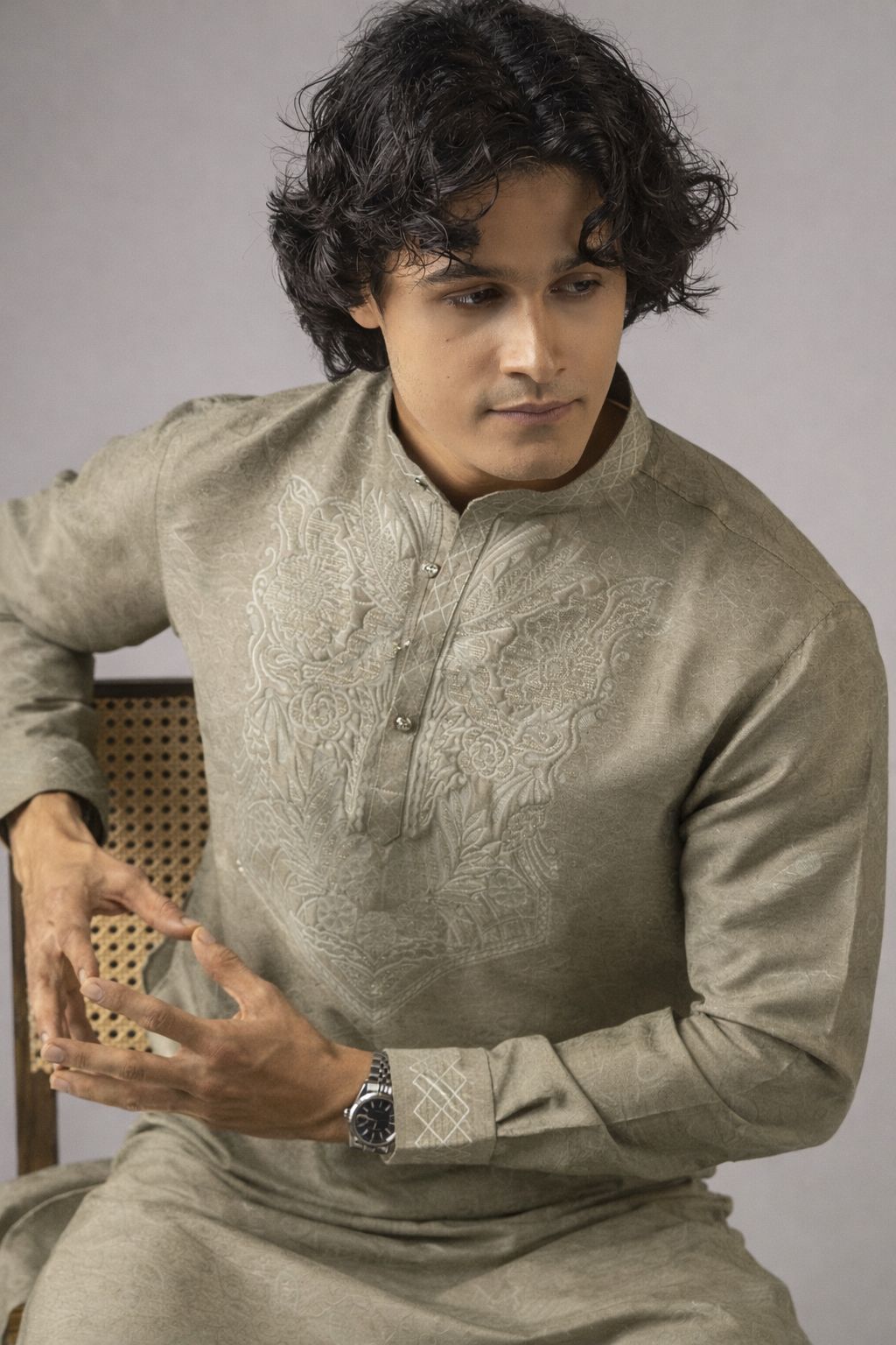 Green Embroidered Viscose Kurta Pyjama