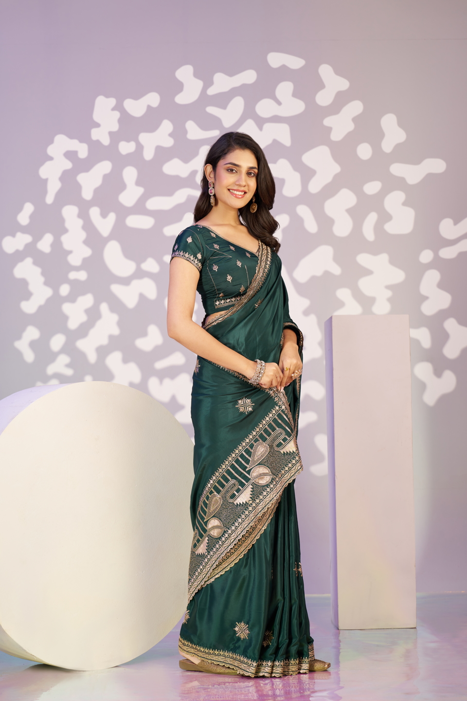 Green Embroidery Ready to Wear Saree