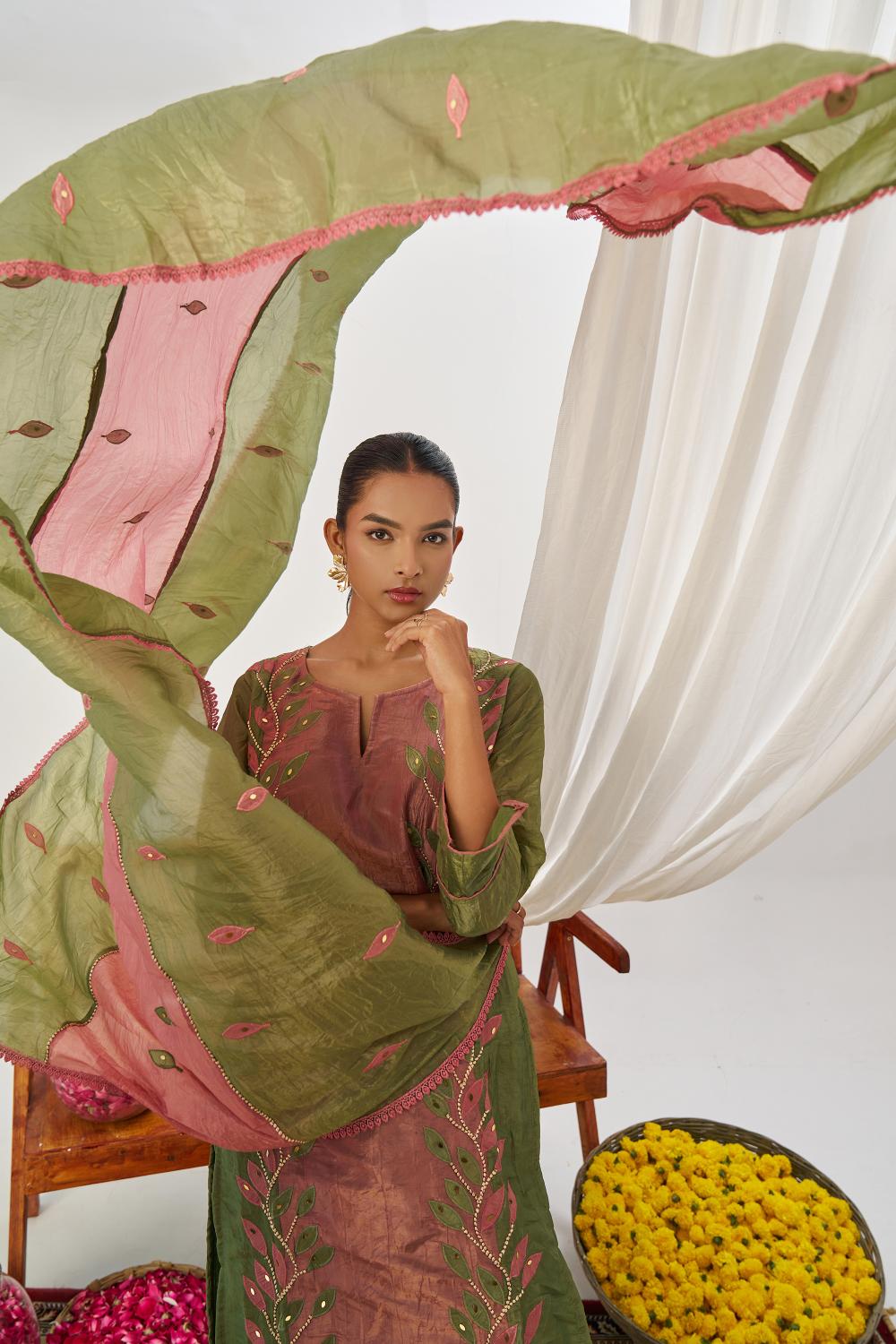 Green Fancy Crush Silk Readymade Suit