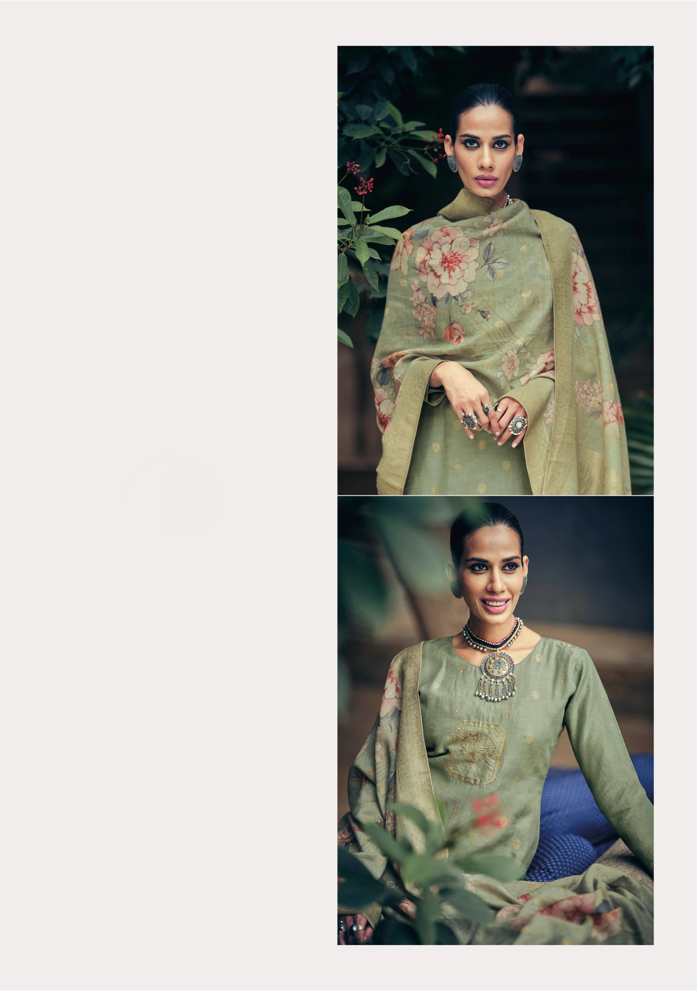 Green Floral Digital Printed Silk Cotton Straight Salwar Suit