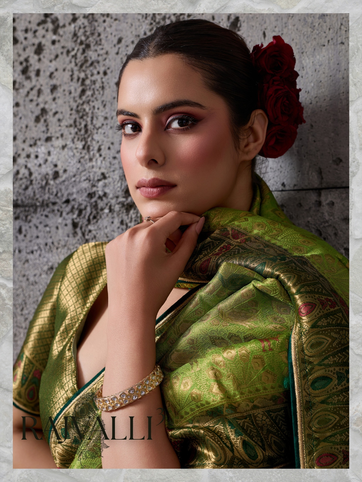 Green Floral Meenakari Kanjivaram Silk Saree