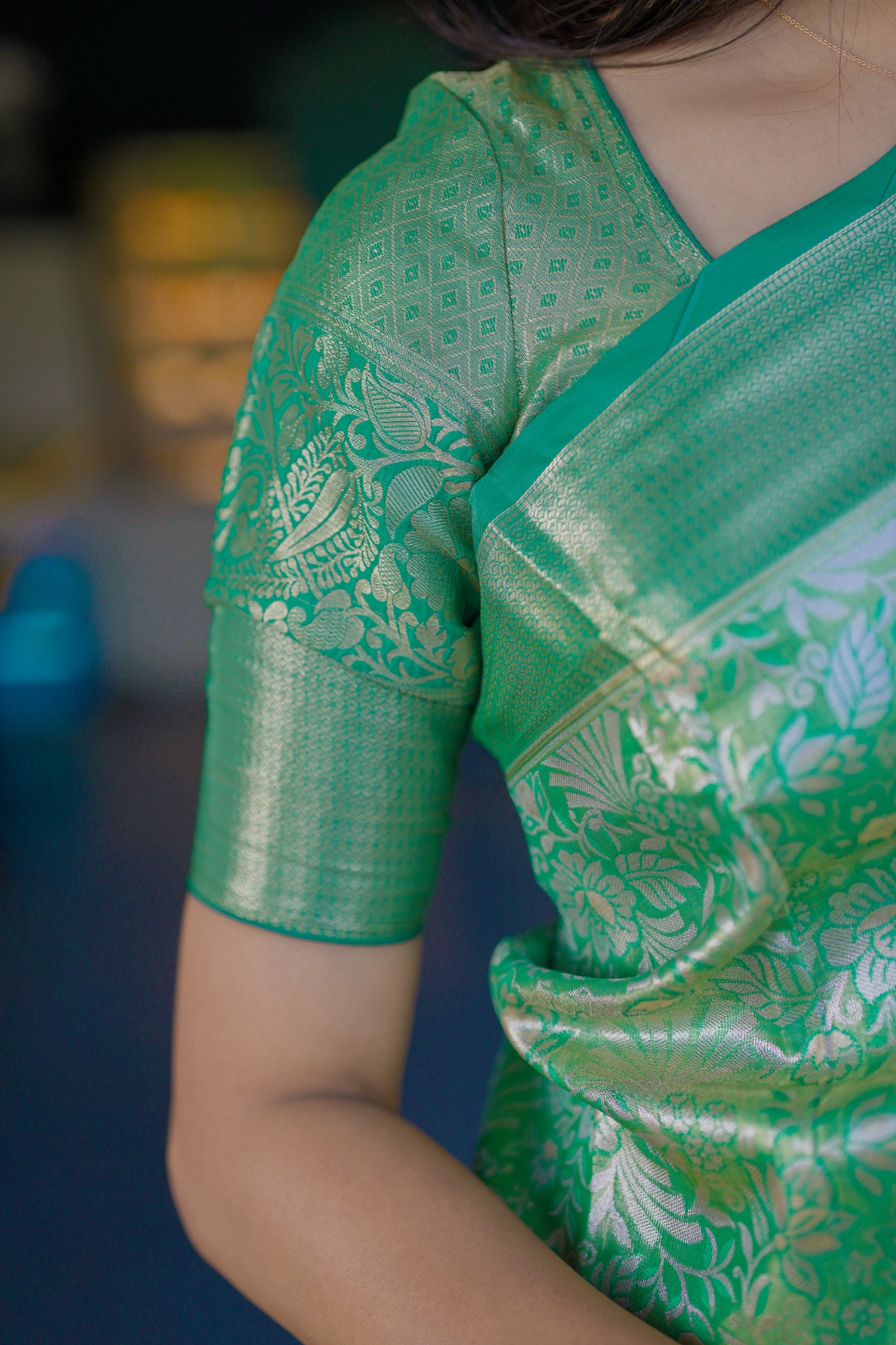 Green Floral Zari Kanchipuram Silk Saree