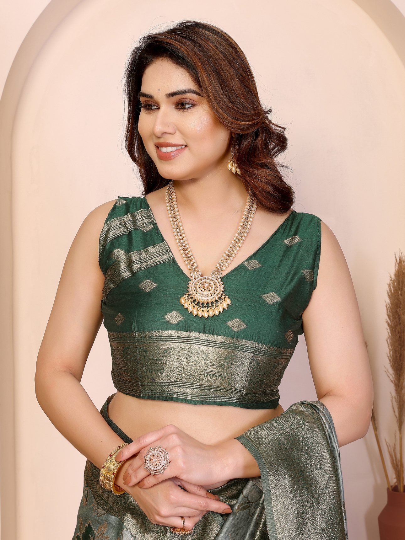 Green Floral Zari Pure Cotton Saree