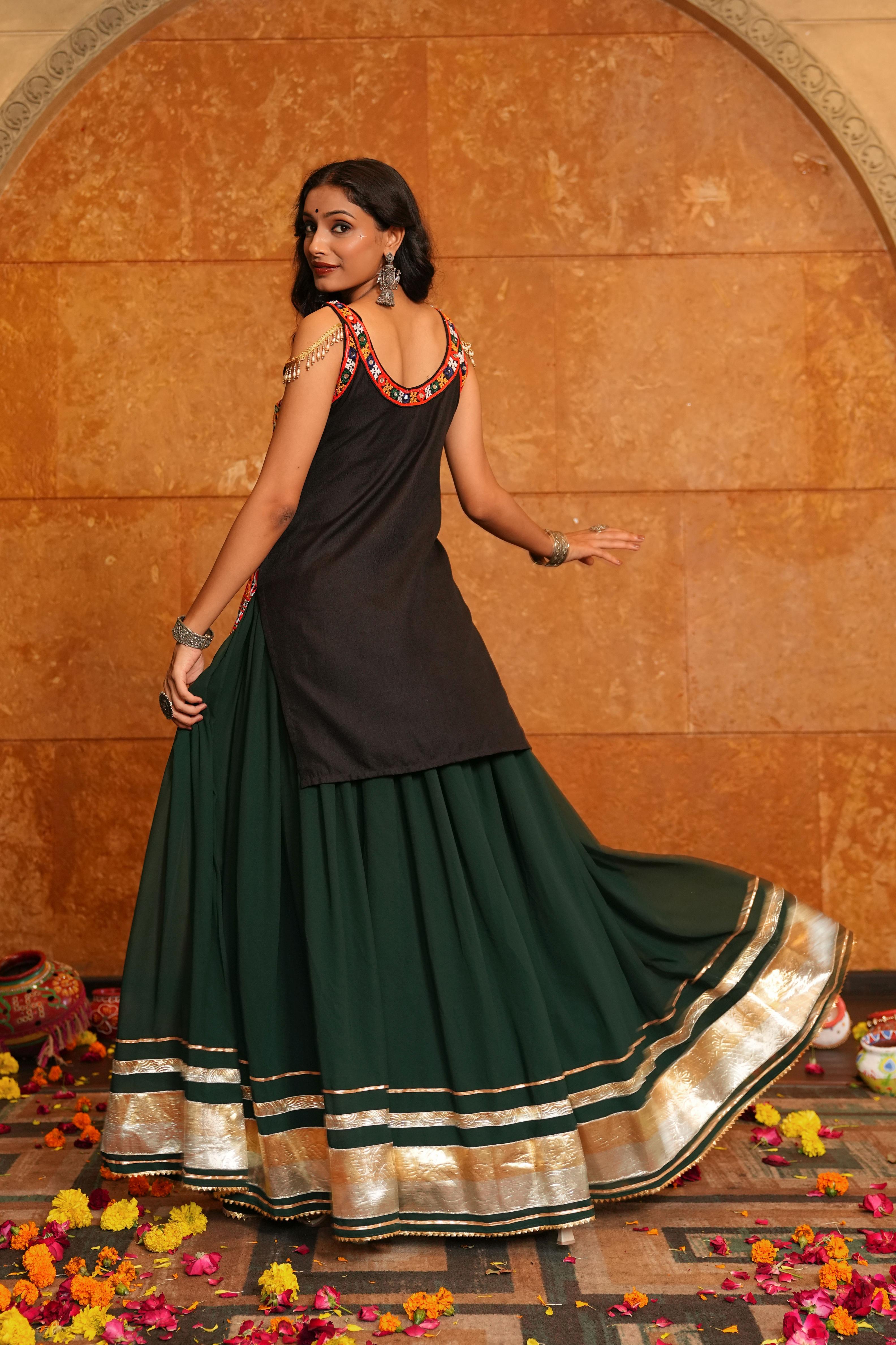 Green Georgette Embroidery Lehenga — alternate view