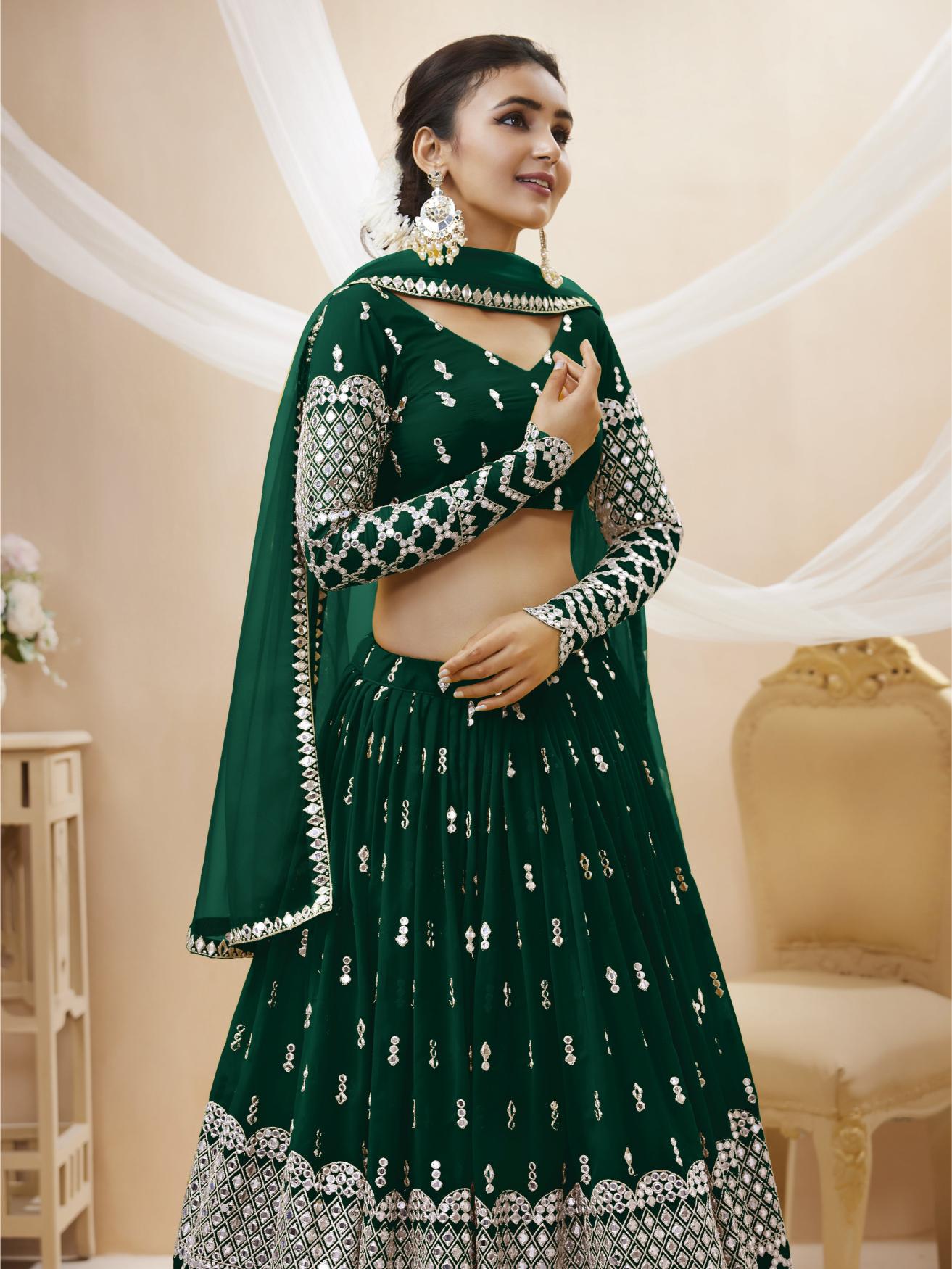 Green Georgette Lehenga — alternate view