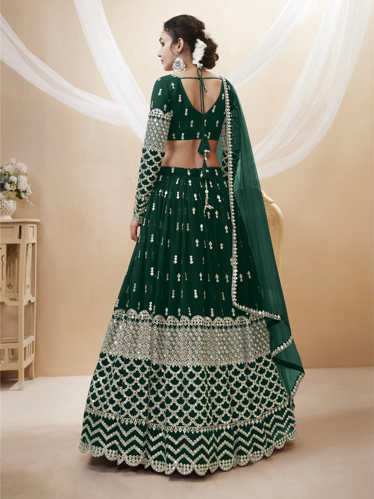 Green Georgette Lehenga