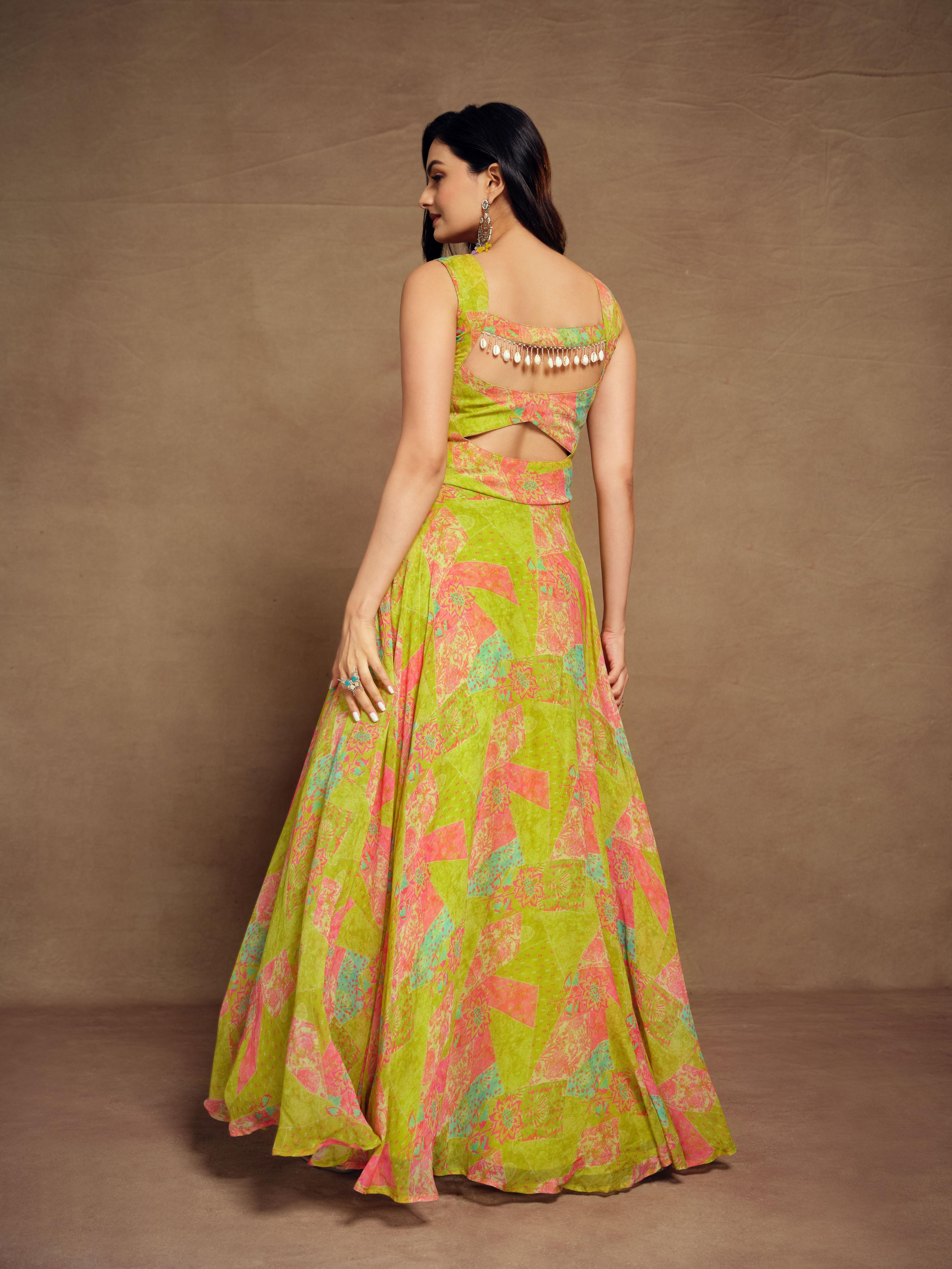 Green Georgette Readymade Dress — alternate view