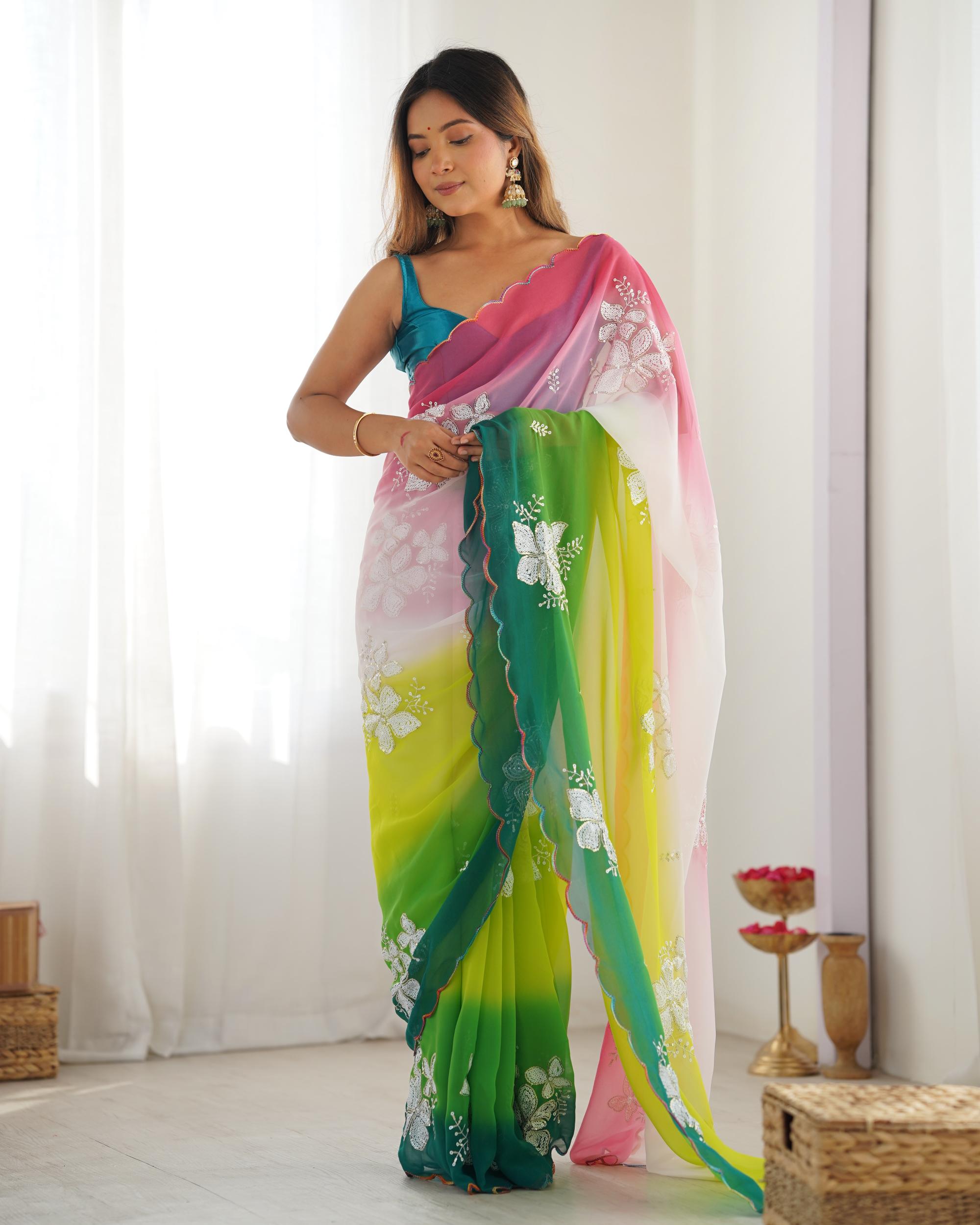 Green Georgette Saree