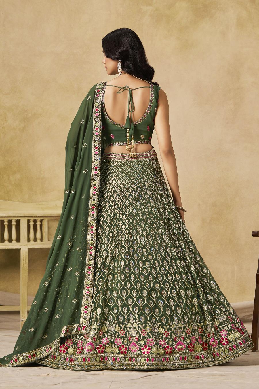 Green Georgette Sequins Embroidered Lehenga Choli — alternate view
