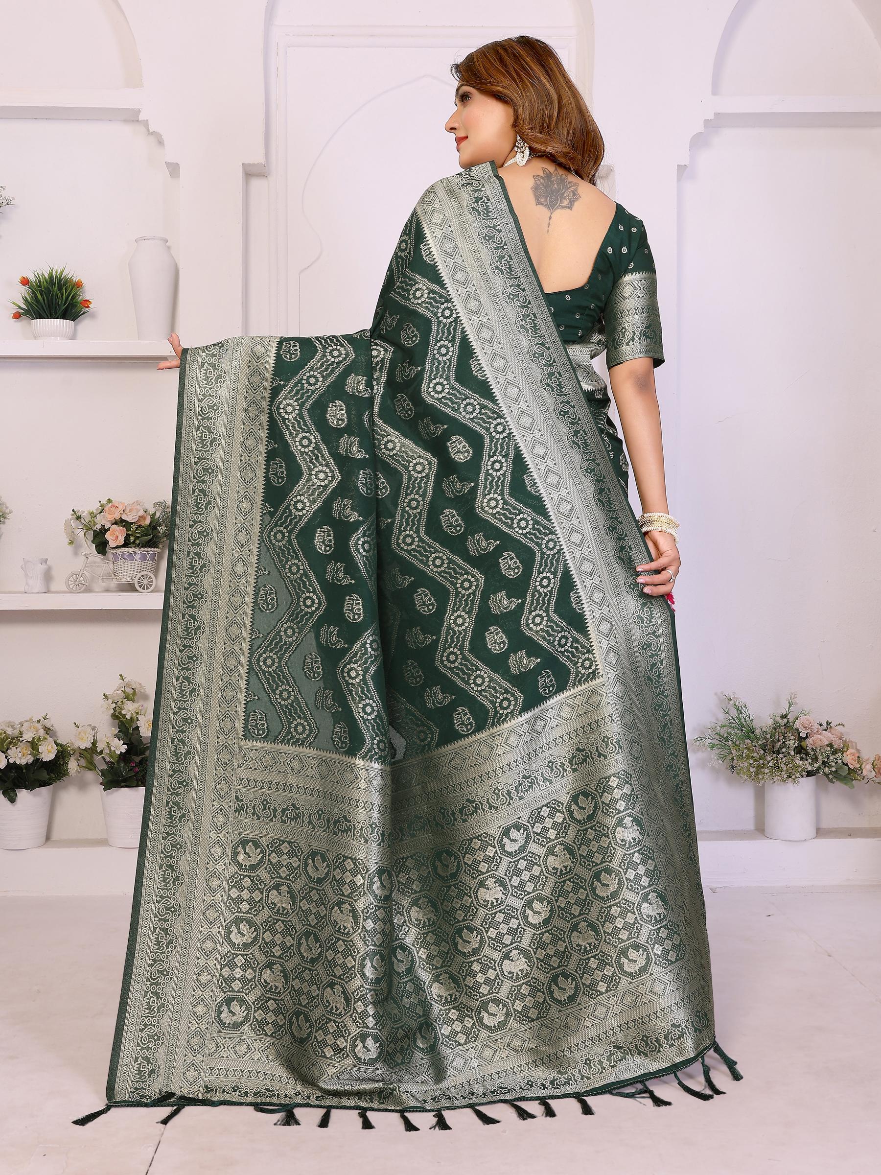 Green Georgette Silk Jari Work Saree — alternate view