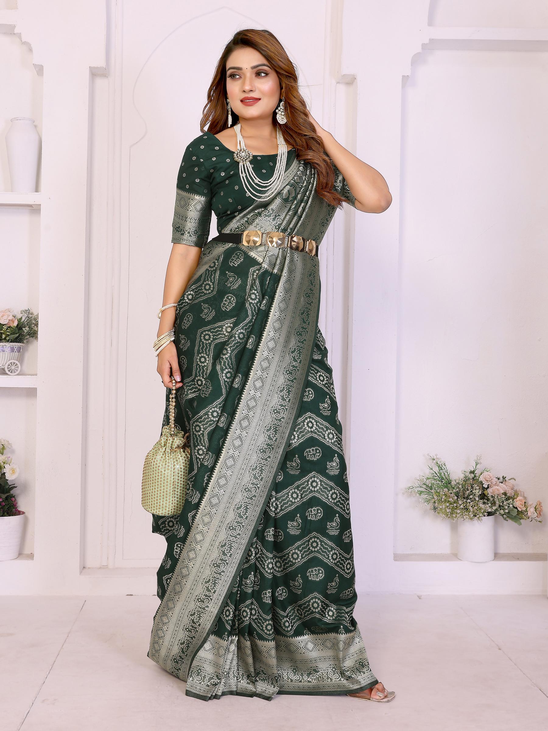 Green Georgette Silk Jari Work Saree
