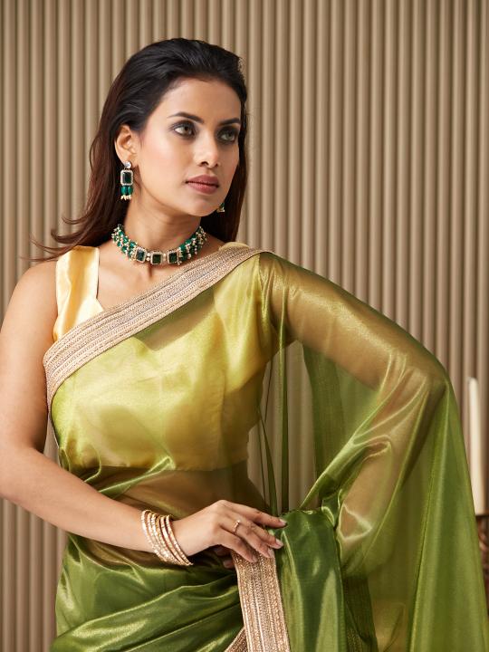 Green Gold Net Saree