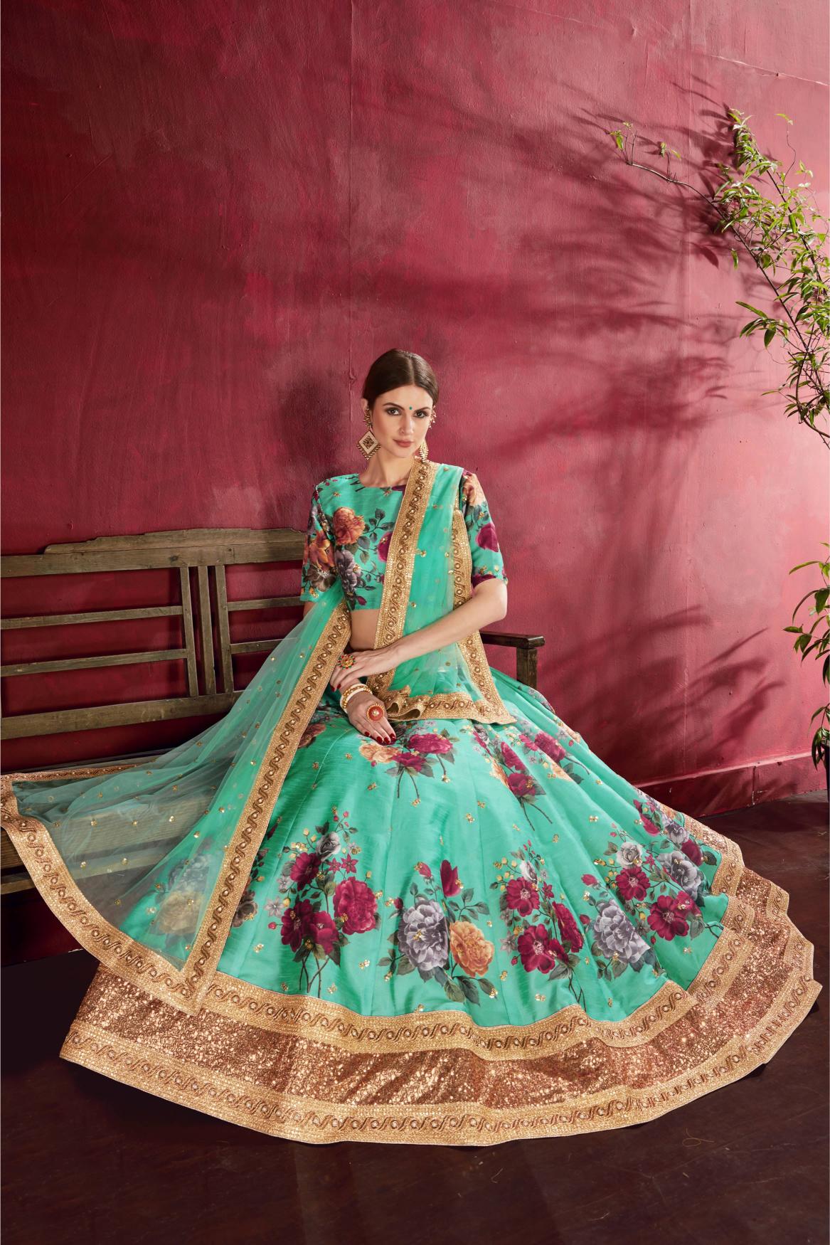 Green Heavy Banglori Silk Lehenga Choli — alternate view