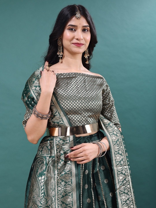 Green Heritage Jacquard Lehenga Choli