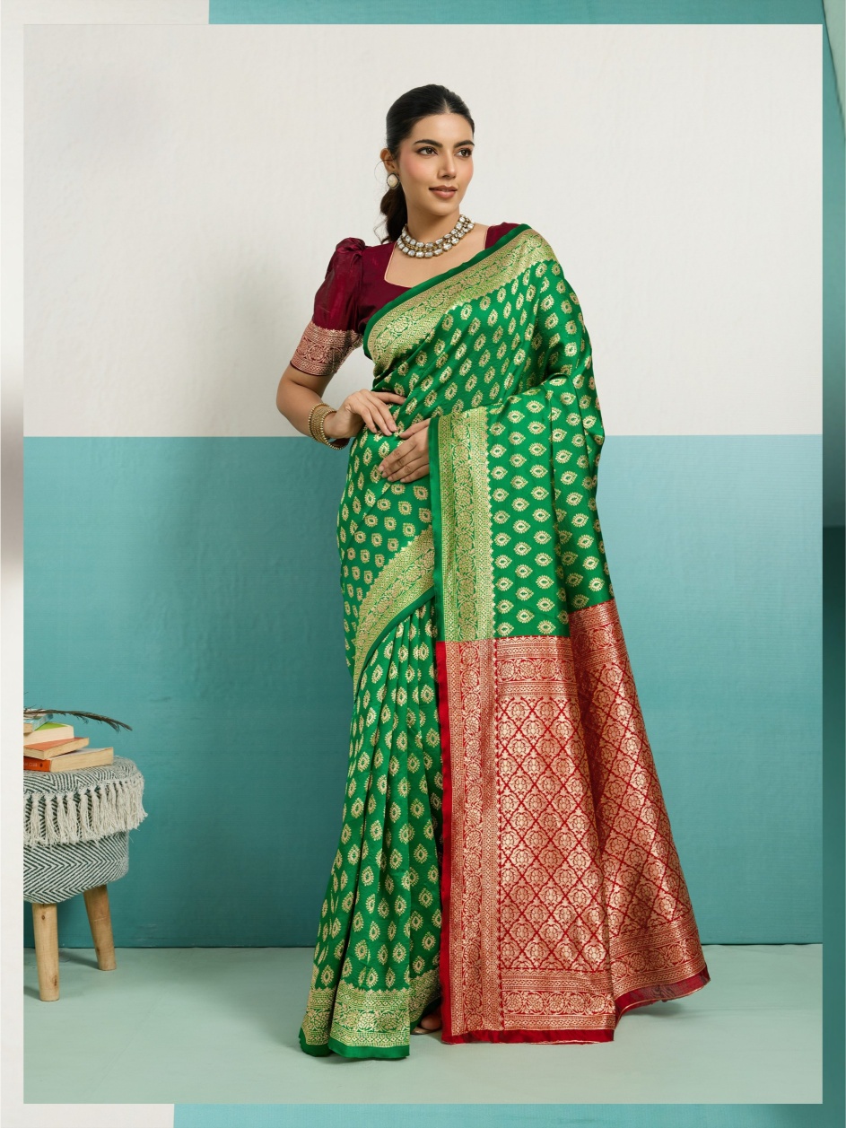 Green Jaal Banarasi Silk Saree