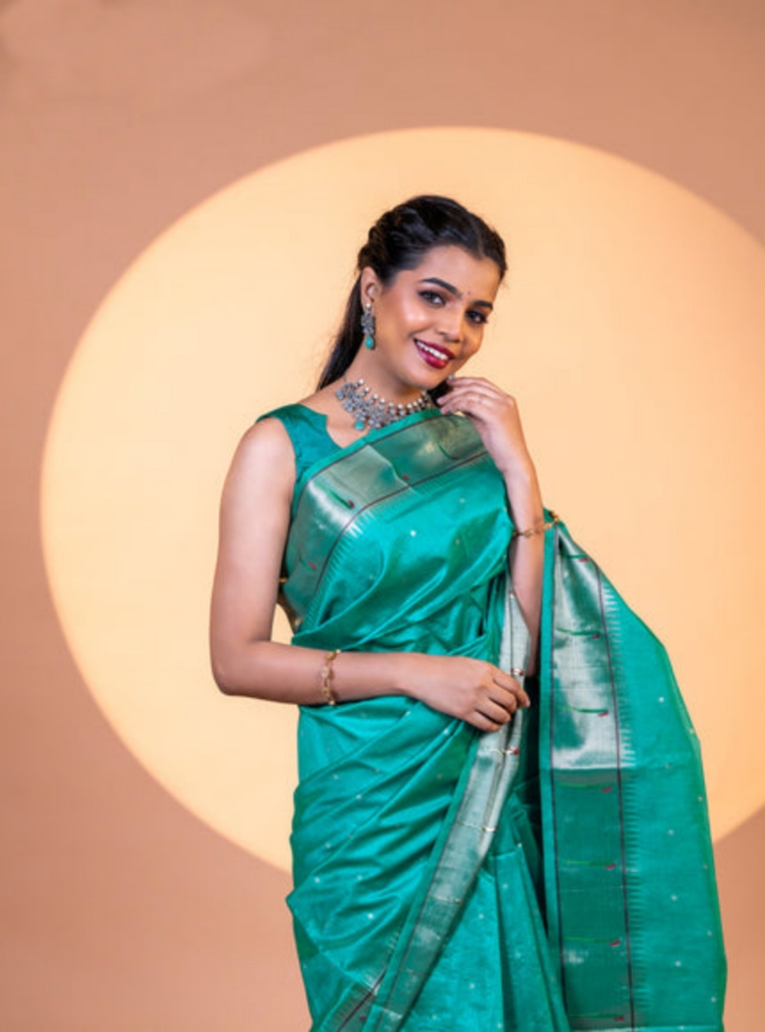 Green Khadi Raw Silk Woven Meena Rich Pallu Festive Saree