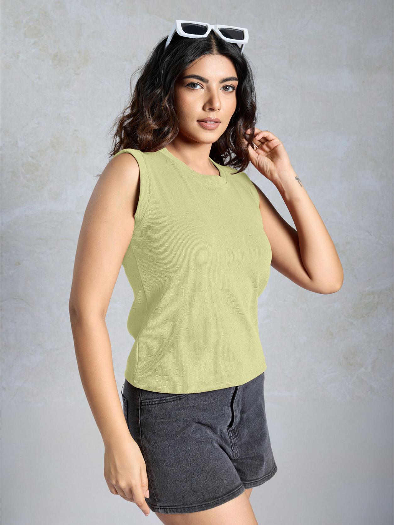 Green Knitted Women’s Tank Top