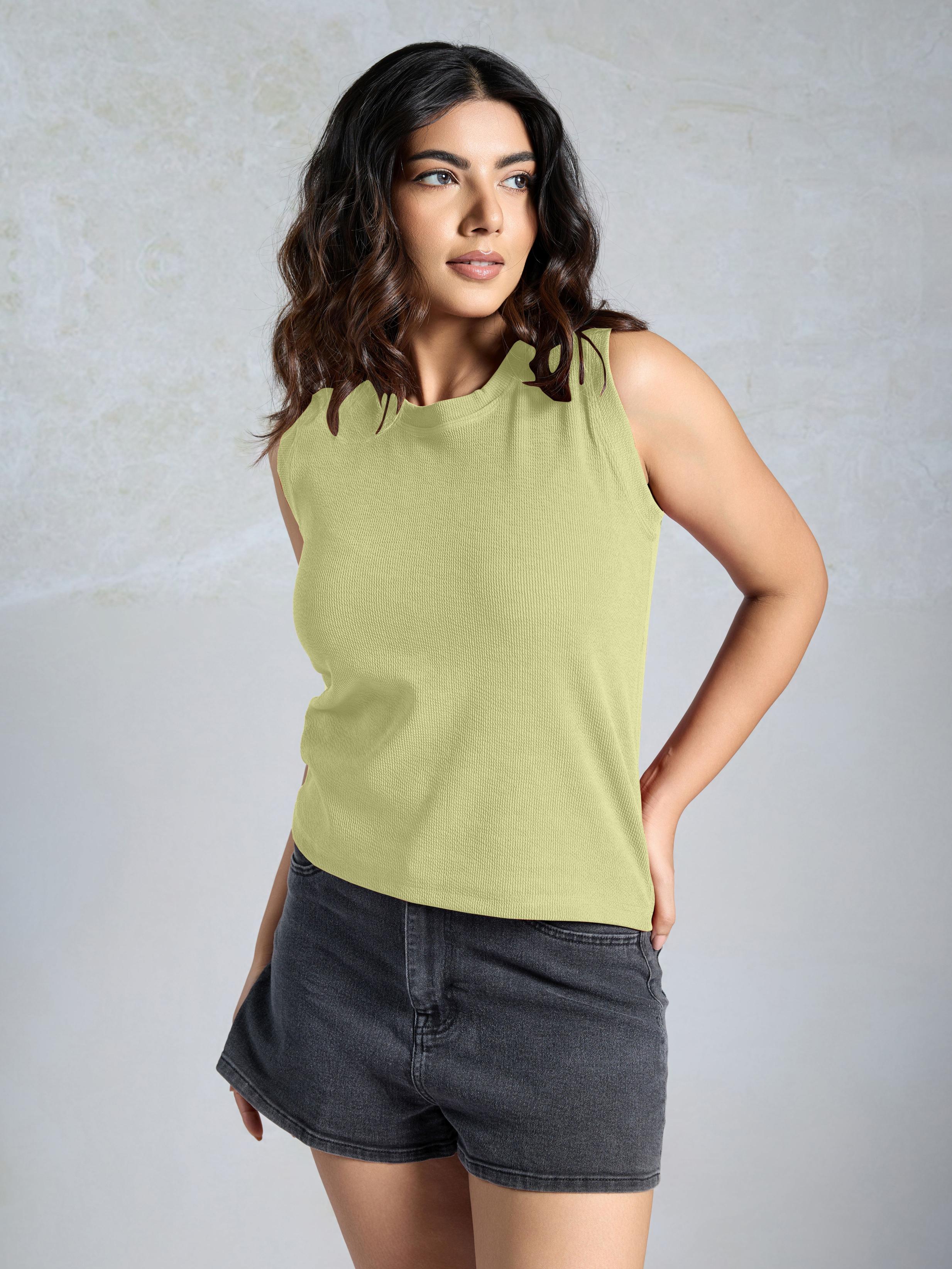 Green Knitted Women’s Tank Top