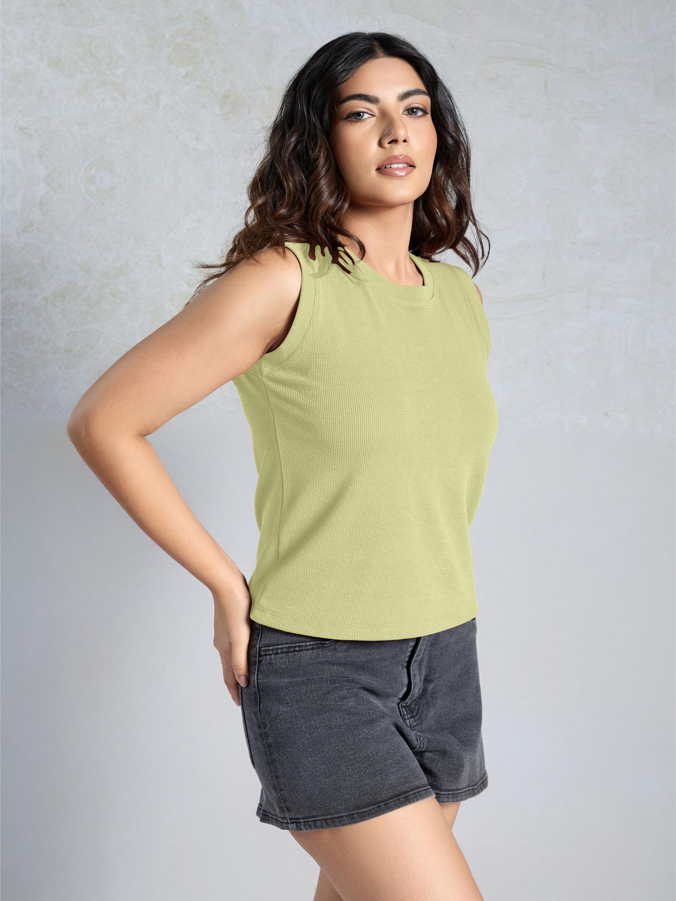 Green Knitted Women’s Tank Top
