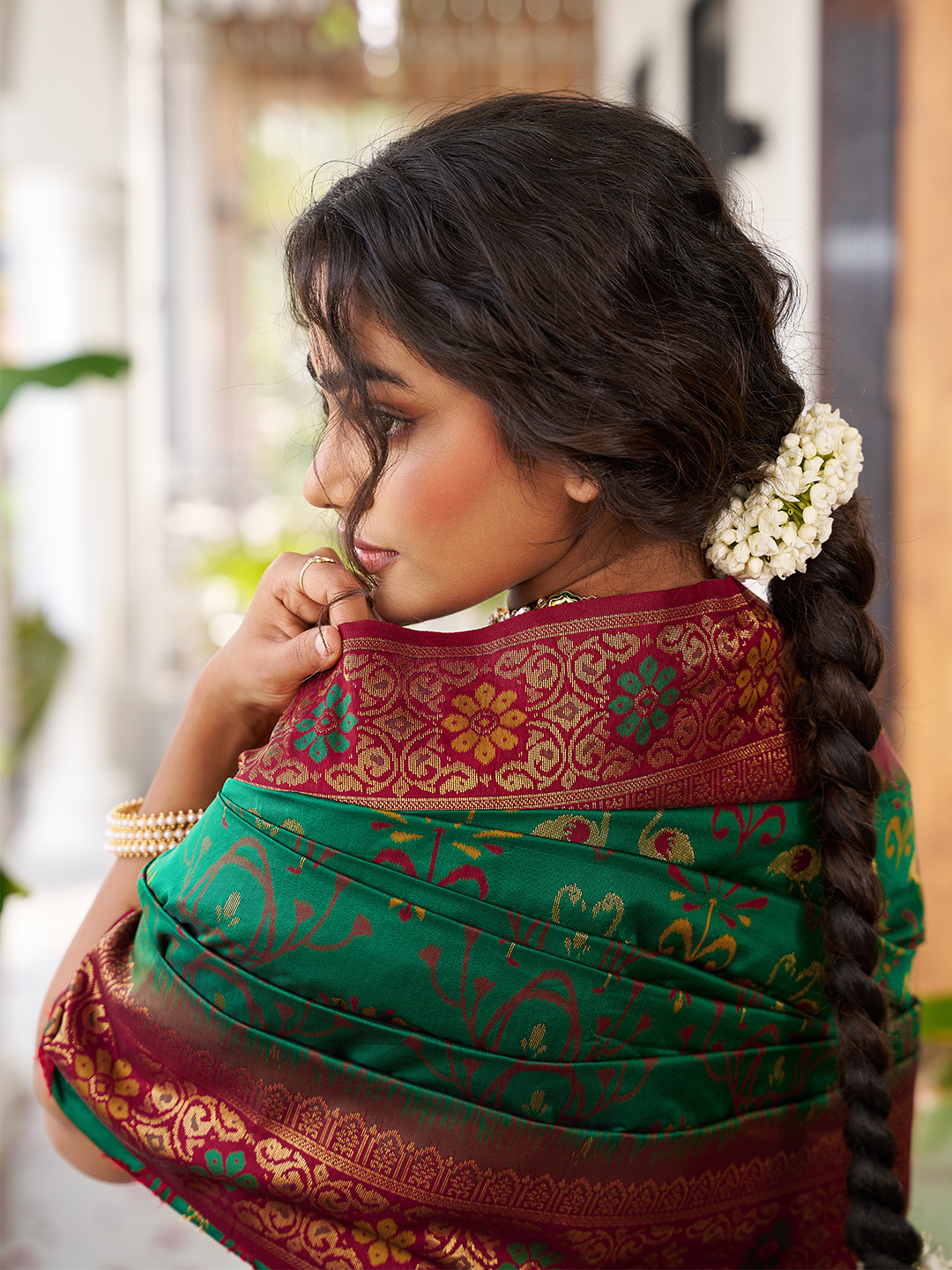 Green Maroon Soft Silk Woven Saree