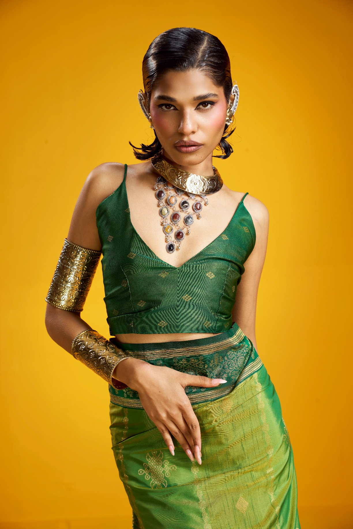 Green Mughal Zari Pure Silk Saree