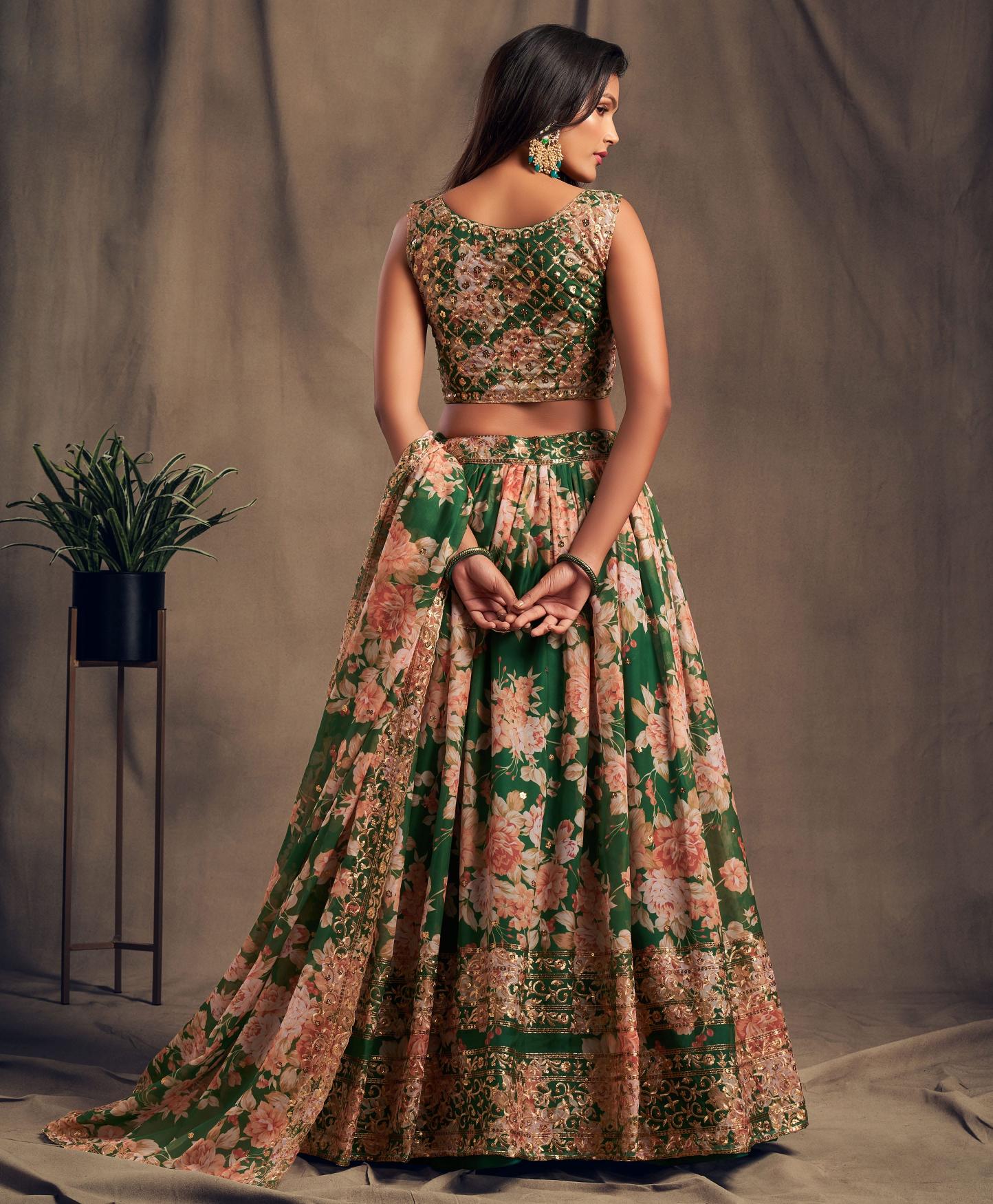 Green Organza Lehenga Choli — alternate view