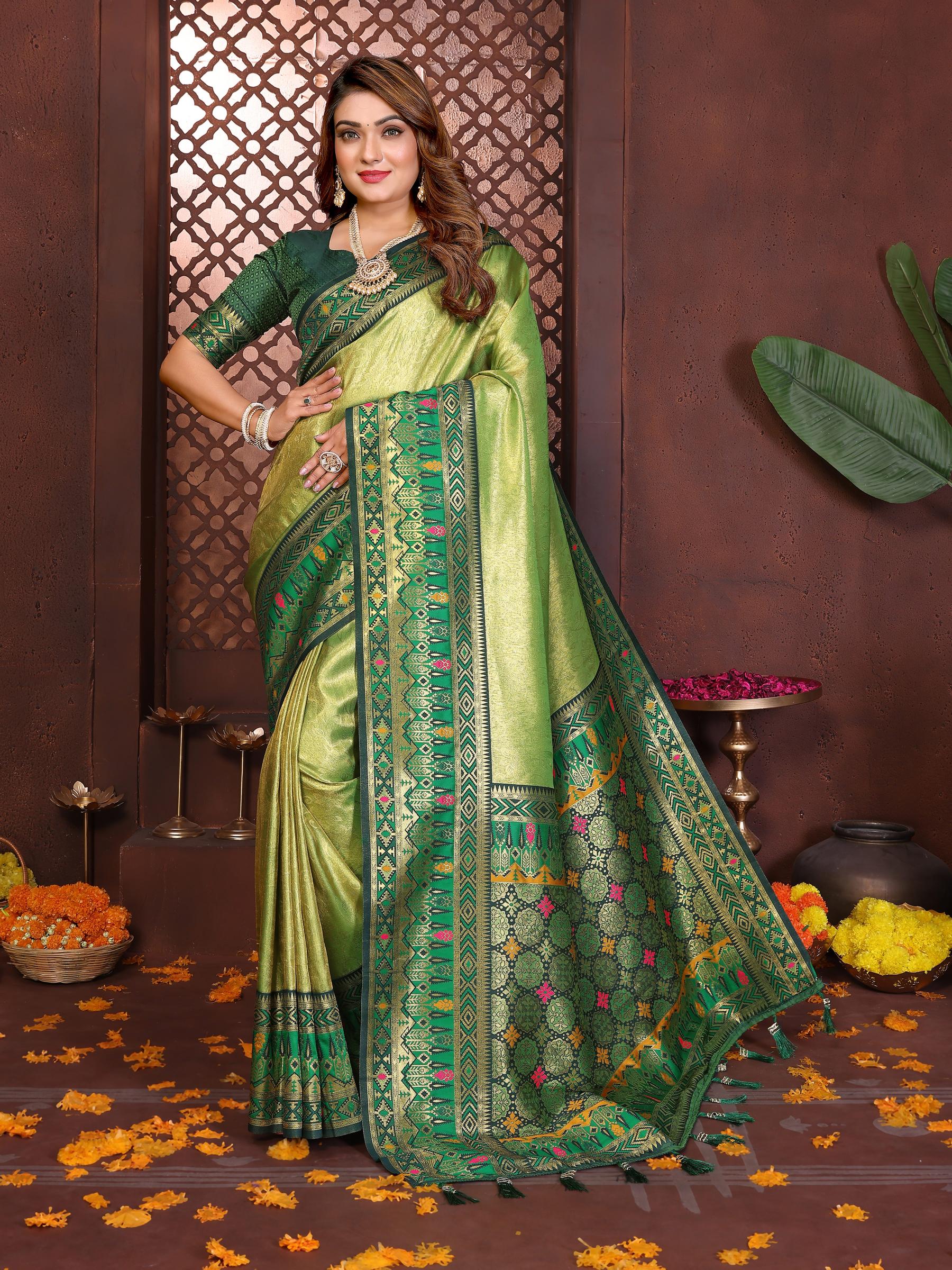 Green Paithani Banarasi Tissue Silk Saree