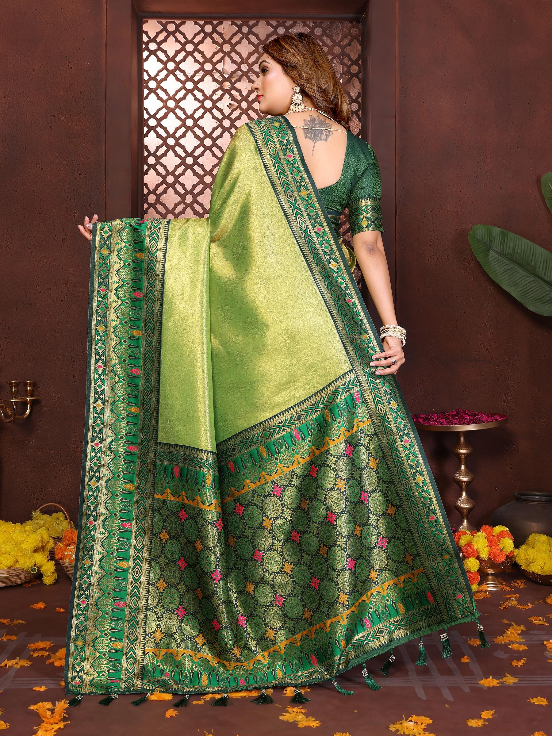 Green Paithani Banarasi Tissue Silk Saree — alternate view