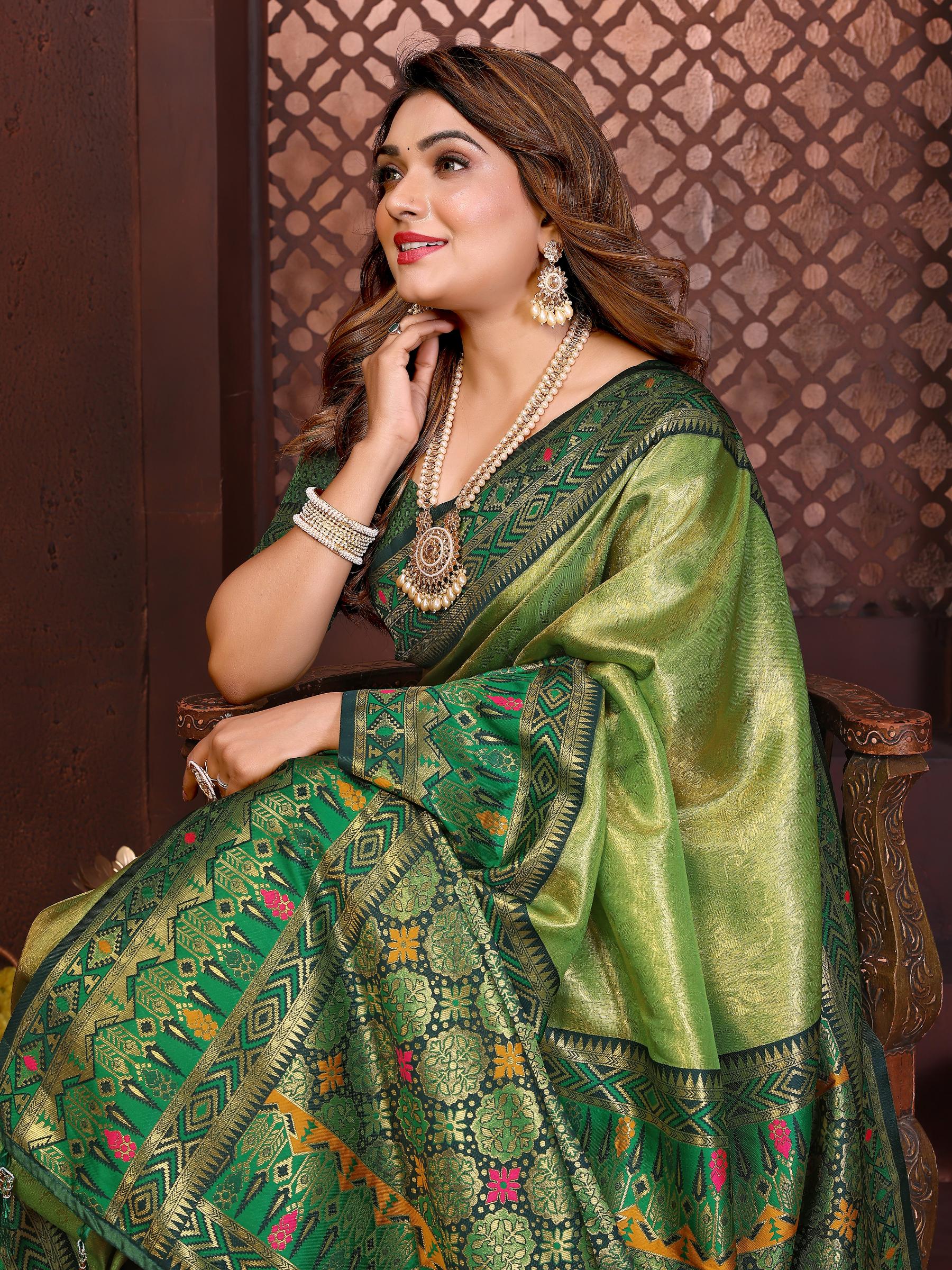 Green Paithani Banarasi Tissue Silk Saree