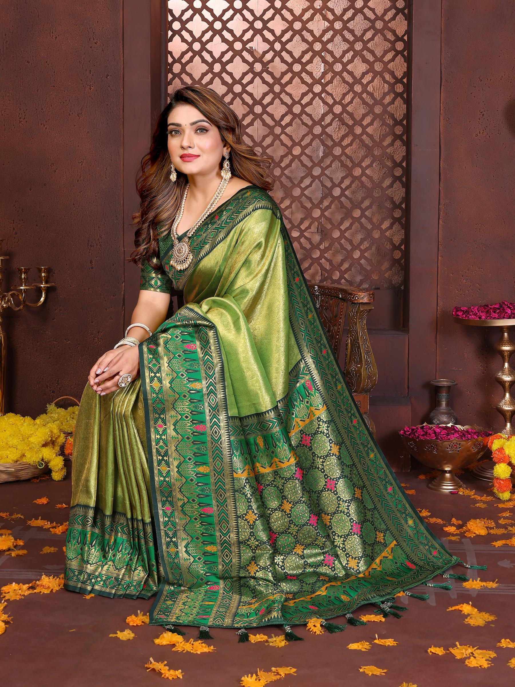 Green Paithani Banarasi Tissue Silk Saree