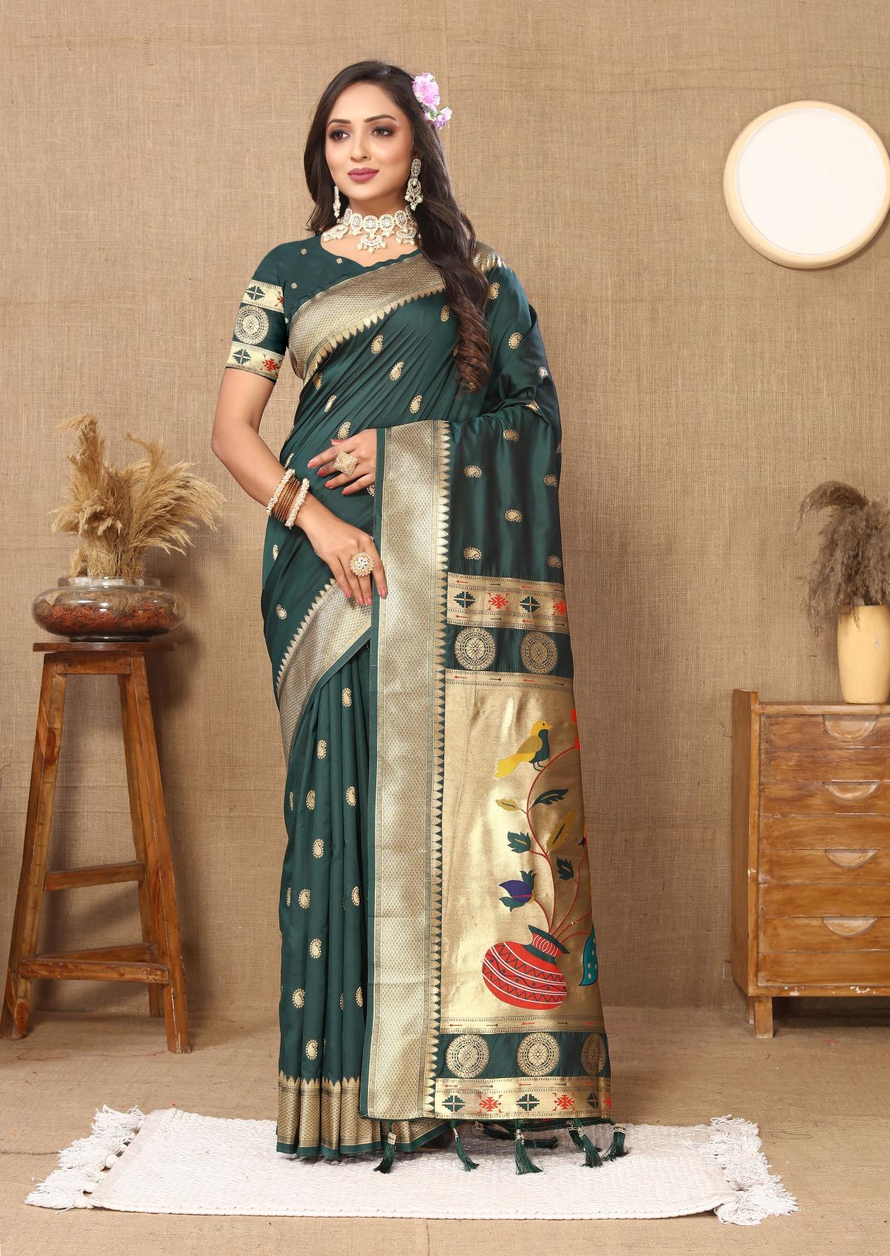 Green Paithani Silk Saree