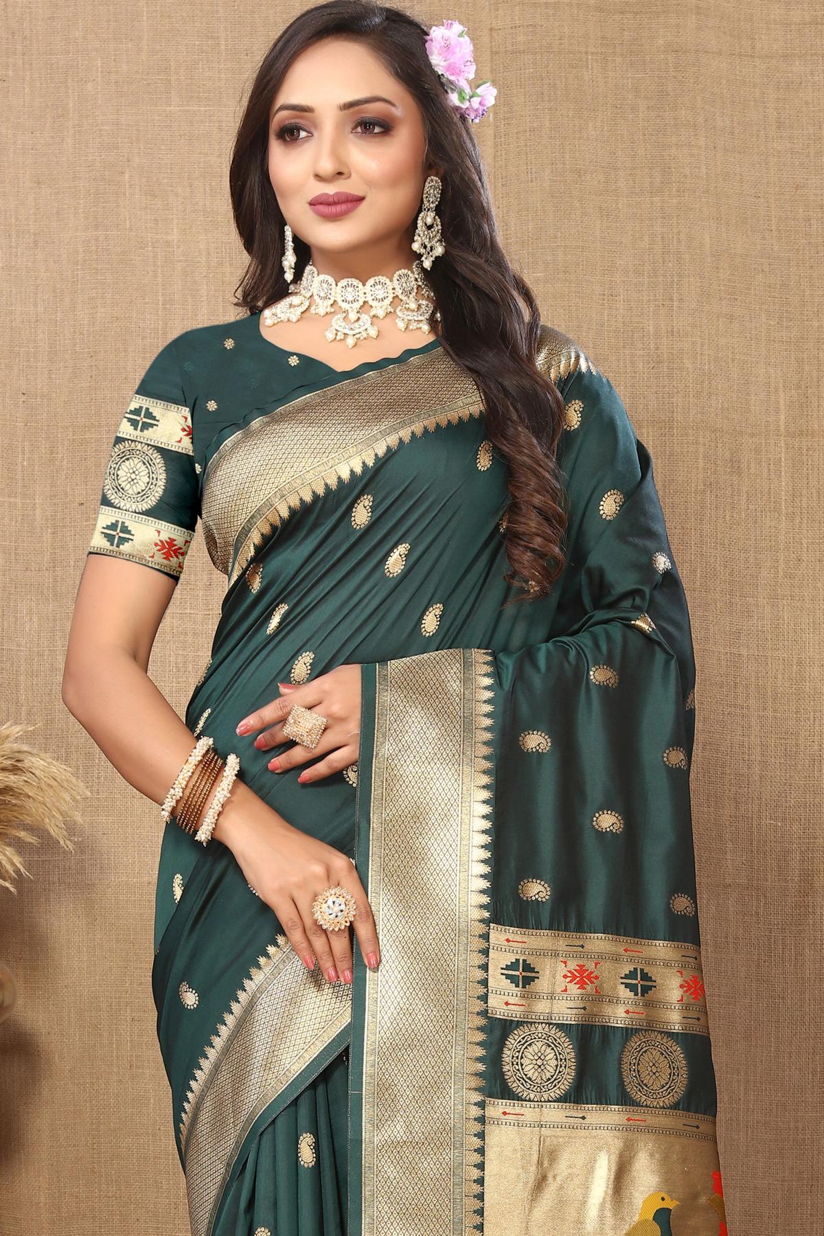 Green Paithani Silk Saree