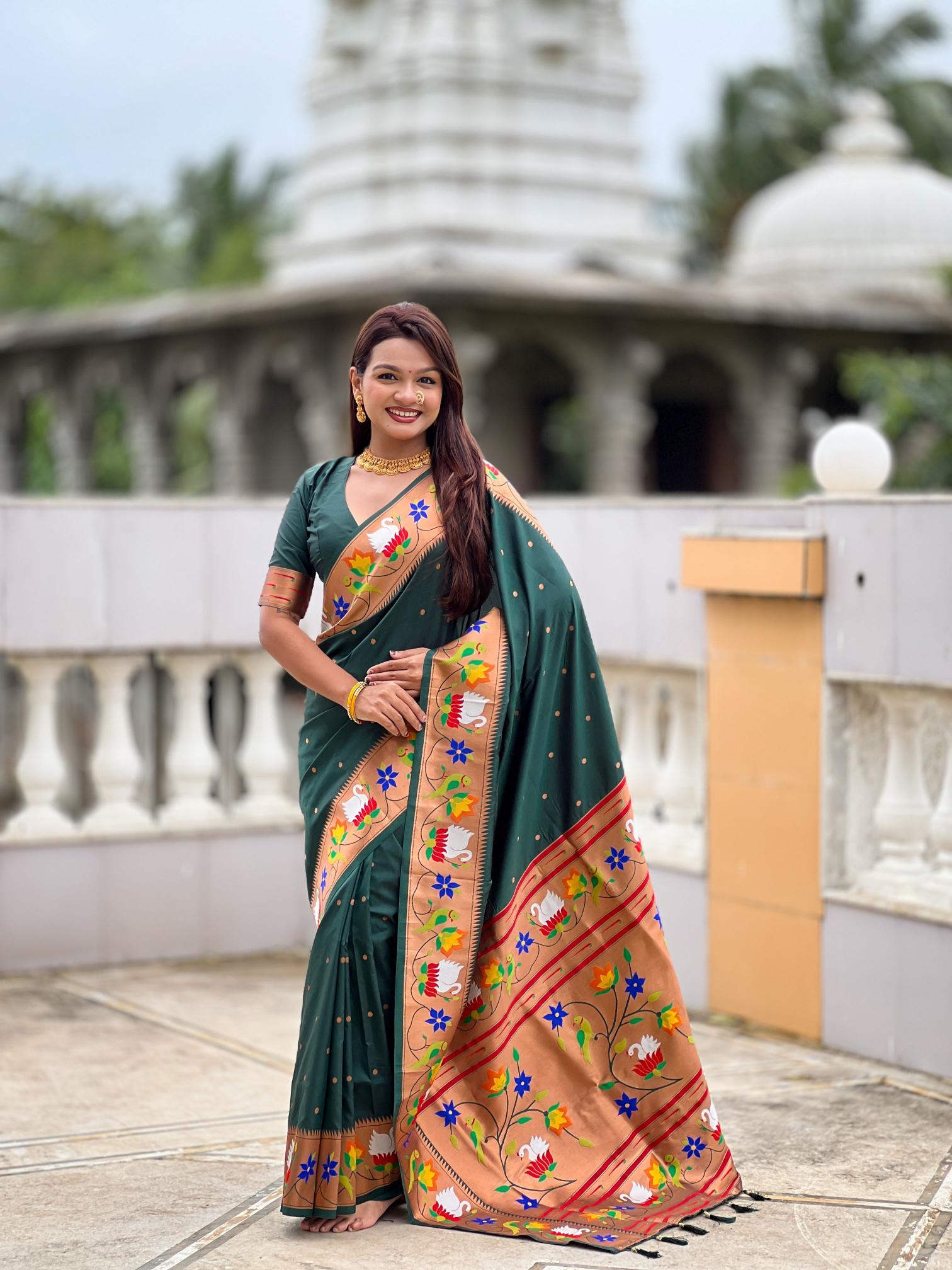 Green Paithani Silk Saree