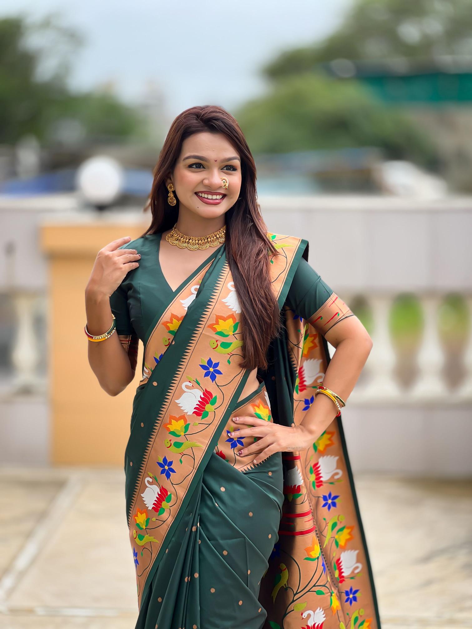 Green Paithani Silk Saree