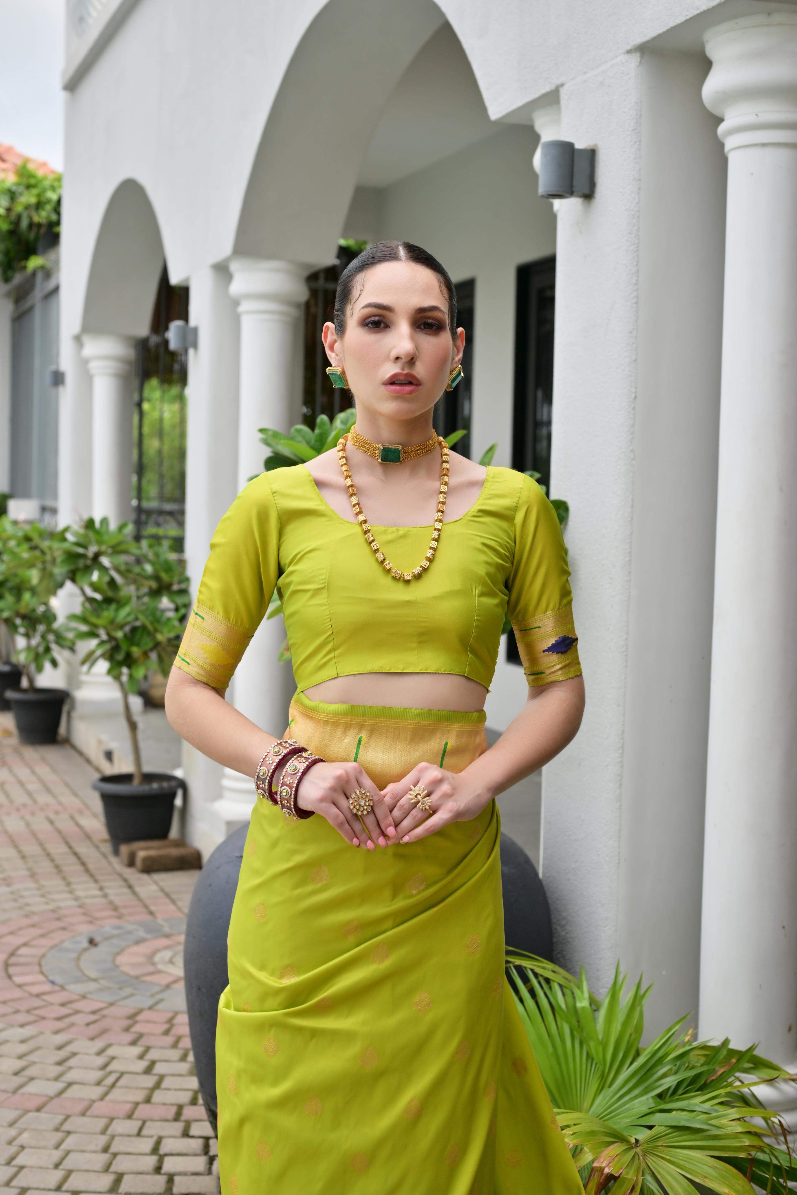 Green Paithani Woven Designer Banarasi Silk Saree