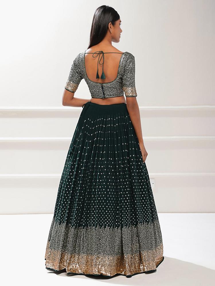 Green Party Wear Georgette Lehenga — alternate view