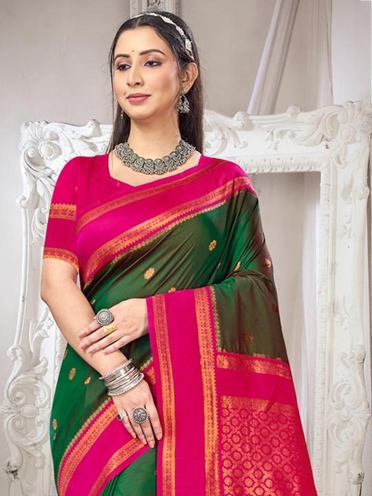 Green Pink Art Silk Saree